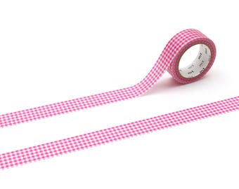 Pink Vichykaro mt Washi Tape: Feines Karomuster, 15 mm x 7 m