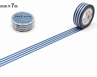 Indigo gestreift mt Washi Tape: Japanisches Papier, 7 m Rolle