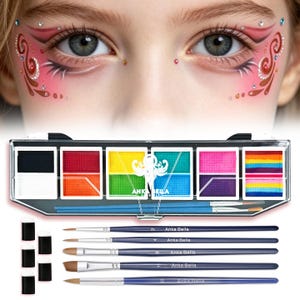 Face Paint Kit for Kids & Adults | Non Toxic Face Painting Set with Brushes Finger Sponge | Halloween Party Body Paint Kit for Beginners