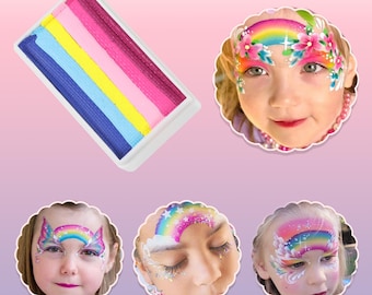 Non-Toxic Rainbow Face Paint Strips | Water-Based Face Painting Kit for Festivals & Parties