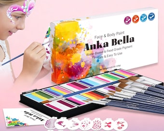 Professionele schminkset: 12 kleuren gezichtsverf op waterbasis voor kinderen en volwassenen, halloweenfeest, cosplay, festivals
