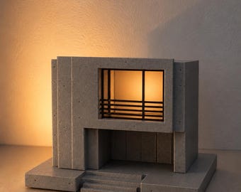 Lámpara de estilo brutalista para casa, luz nocturna arquitectónica, decoración LED estilo hormigón, escultura de escritorio, regalo para arquitectos.
