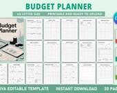Editable Budget Planner | Canva KDP Interior | Monthly & Yearly Finance Planner | Low Content Book Template
