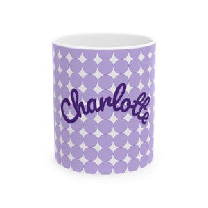 Charlotte Name Mug, Purple Geometric Pattern Ceramic Mug