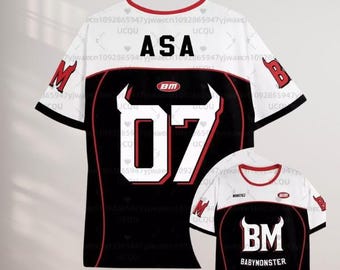 Member Football Jersey for Monstiez Baemon Shirt Black White Red Concert Outfit