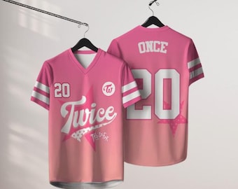 Maglia da calcio color pesca delle TWICE, maglietta Kpop, ideale per i concerti.