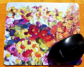 Mousepad for PC with motifs "colorful flowers"