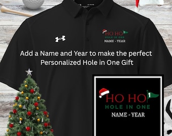 Ho Ho Hole in One Golf Polo, Personalized Christmas Golf Gift, Custom Name Year Under Armour® Shirt for Men