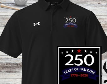 Polo da golf patriottica da uomo, 250 anni di libertà, America 250, regalo Under Armour® Golf, 1776-2026