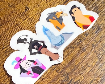 Male Villains Transparent Sticker • Hand Drawn Design • Multi Character Print  • Waterproof