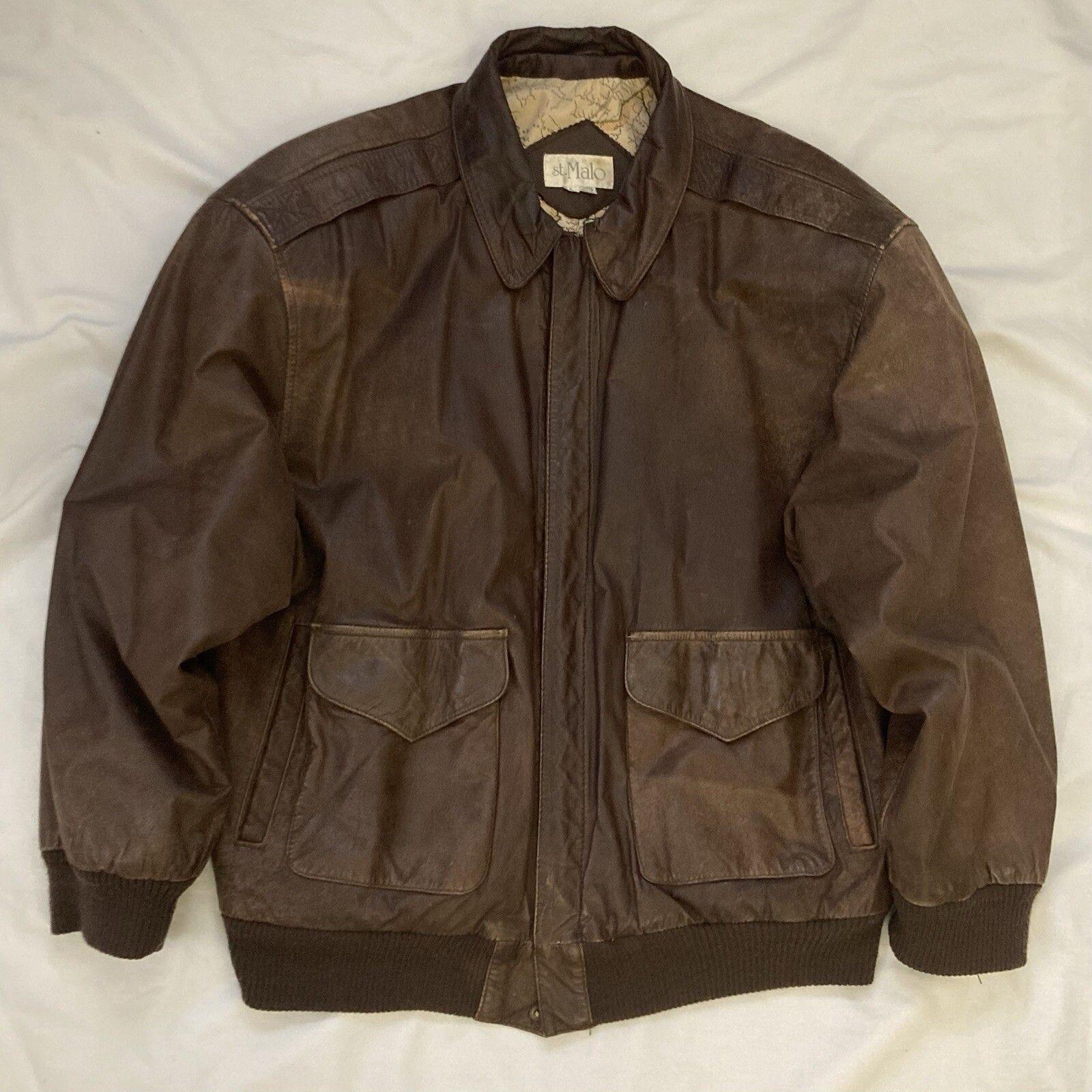 Vintage Leather Bomber Jacket Map Lining - Etsy