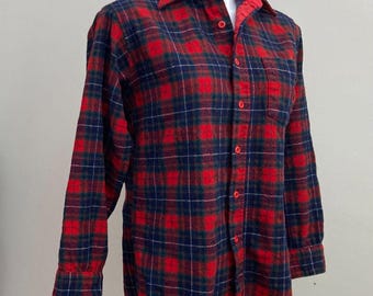 Vintage Pendleton 100% Wool Grunge Flannel Button Up Shirt Plaid Womens Small