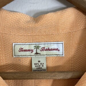 Tommy Bahama Orange 100% Silk Palm Leaf Hawaiian Button Up Shirt Mens Medium image 6