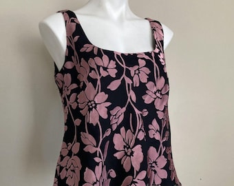 Vintage Floral Whimsygoth Ethereal Sheer Going Out Top Alex Evenings Large