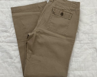 Vintage Y2K Khaki Cargo Pants Womens 2 Petite NY & Co. Cropped 100% Cotton