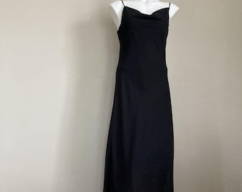 Vintage Y2K Formal Dress Black Glam Whimsy Goth Prom Full Length Gown Small