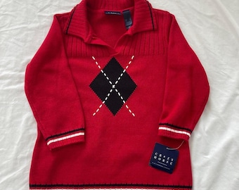 NWT Vintage Argyle Sweater 100% Cotton Preppy Heritage Size Small Liz Claiborne