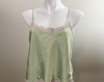 Vintage Victorias Secret Mint Green Lace Lingerie Romantic Cami Tank Top Medium