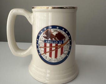Vintage NASA Apollo 16 Mug Beer Stein USS Ticonderoga Made in USA