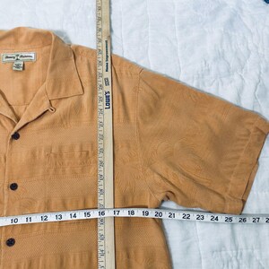 Tommy Bahama Orange 100% Silk Palm Leaf Hawaiian Button Up Shirt Mens Medium image 5