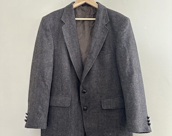 Vintage Barrington 100% Wool Blazer Mens 44R Brown Tweed Suit Jacket Sport Coat