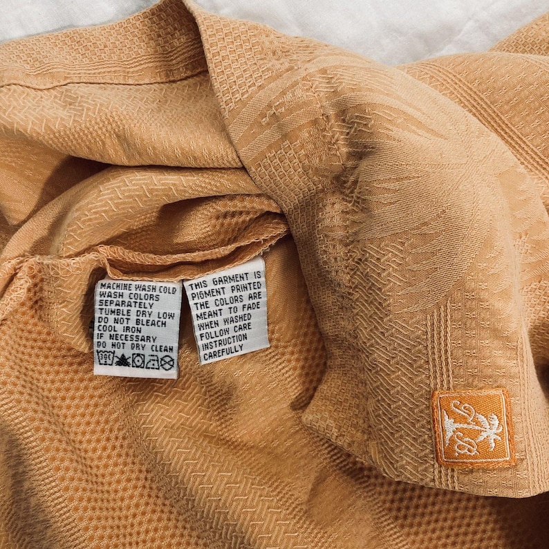 Tommy Bahama Orange 100% Silk Palm Leaf Hawaiian Button Up Shirt Mens Medium image 7