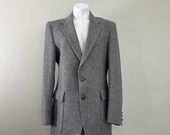 Vintage Levis 100% Wool Blazer Mens Medium 40R Gray Tweed Suit Jacket Sport Coat