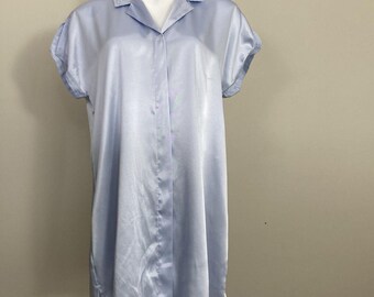 Sensara Romantic Nightgown Lingerie Slip Button Up Light Blue Womens Medium