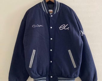 RARE Vintage 2004 Eric Clapton Crew Tour Bomber Jacket Navy - 100% Wool Mens XL