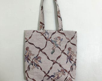 Vintage 2000s Y2K Tote Bag Angel Print Romantic Festival Statement Bag