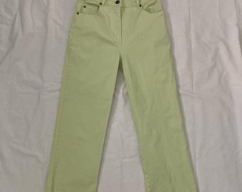 RARE 2000s Y2K Lime Green BRAT Denim & Co Cropped Pants Womens Size 4