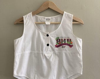 Vintage 80s Beverly Hills Blues Crop Tank Top Womens Small - White - Resort wear