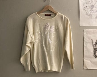 Vintage Dolcezza Christmas Sweater - Cream Color - Womens Size Medium