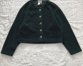 Vintage 90s Green Sherpa Coldwater Creek Statement Jacket Womens Small