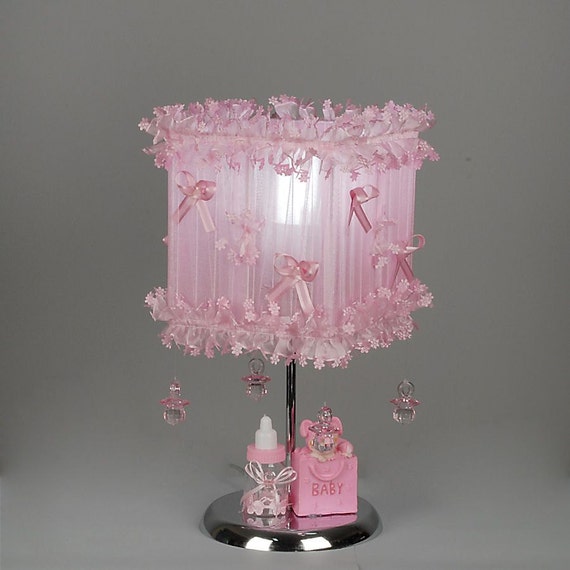 Items similar to Pink Baby Lamp shade with teats for new born baby girl