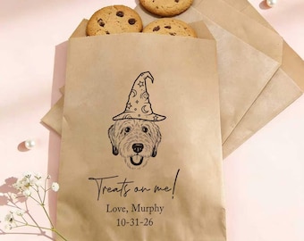 Custom Pet Portrait Treat Bags, Halloween Party Favors, Dog Cat Goodie Bags (1-3 Pets)