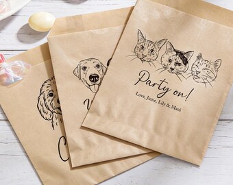 Custom Pet Wedding Treat Bags, Bridal Shower Favors, Party Candy Bags