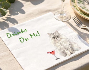 Custom Pet Wedding Napkins, 1–3 Dogs Cats Portrait Cocktail Napkins, Colorful Wedding Party Supplies