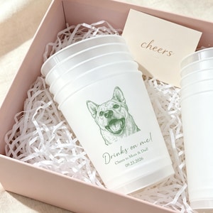 Custom Pet Portrait Frosted Cups, Cat Dog Wedding Drinkware, 12oz/16oz Plastic Cups image 6