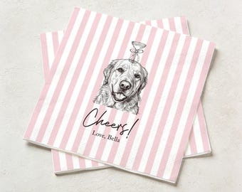 Custom Pet Portrait Cocktail Napkins, Wedding Party Supplies, Pet Lover Gift