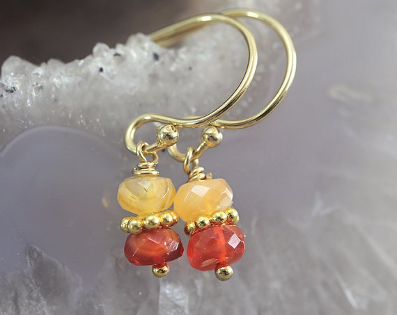 Fire Opal Earrings - October Birthstone Earrings