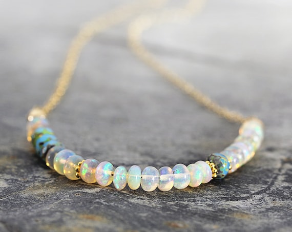Ethiopian Opal Necklace - Iridescent Stone Necklace