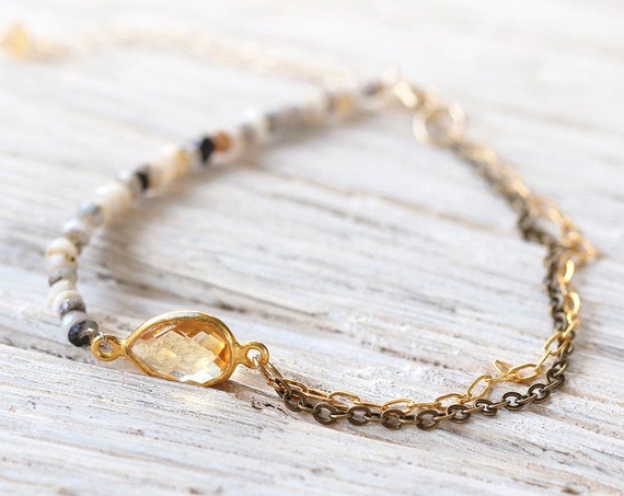 Dendritic Opal Bracelet - Dainty Opal Bracelet