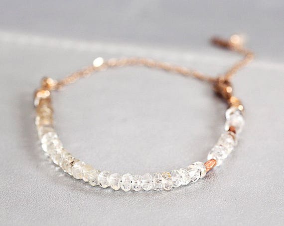 Topaz Bridal Bracelet - Rose Gold Wedding Jewelry