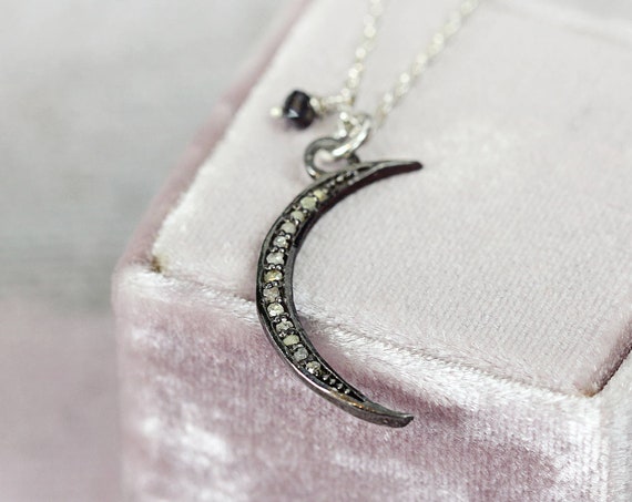 Diamond Moon Necklace - Crescent Moon & Star Necklace