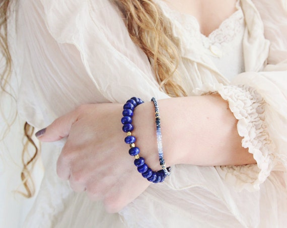 Blue Statement Bracelet - Lapis Lazuli Bracelet