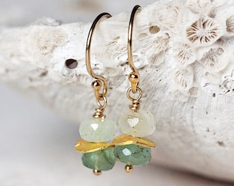 Gold Emerald Earrings - Dainty Green Earrings - Gold Gemstone Earrings - May Birthstone Jewelry - Emerald Jewellery - Emerald Drop Earrings