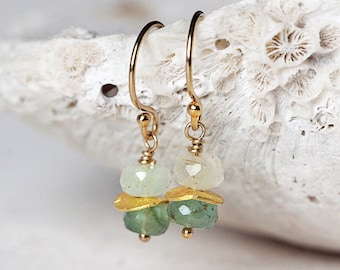 Gold Emerald Earrings - Dainty Green Earrings - Gold Gemstone Earrings - May Birthstone Jewelry - Emerald Jewellery - Emerald Drop Earrings