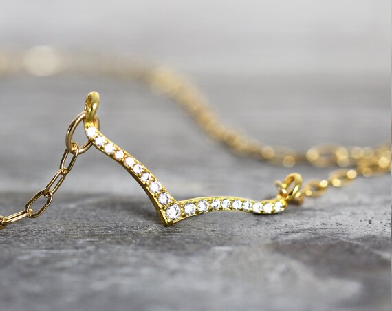 Wishbone Necklace - Cubic Zirconia Necklace