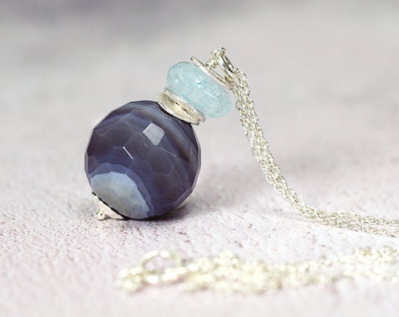 Aquamarine Pendant Necklace - March Birthstone Gift